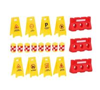 Parliky Roadblock Miniature Traffic Road Signs Educational Traffic Sign for Boys and Early Learning Role Play with Yellow Crash Barrels and Red Barricades