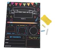 Parliky School Sign Wooden Double Sided Chalkboard for First Day of Preschool Smooth Edged Board with Print Decoration and Educational Accessory Random Color
