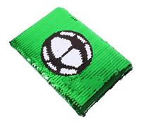 Parliky Sequin Notebook, Small Glitter Writing Diary, Reversible Sequin Cover Journal, Portable Notepad for Students, Decorative Soccer Pattern