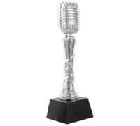Parliky Silver Microphone Sculpture Singing Competition Trophy for with Stable Base Music Award Souvenir for Singers and Community Events