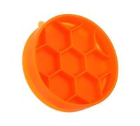 Parliky Slow Feeder Dog Bowl with Silicone Suction Base, Anti-choke Pet Feeding Dish, Small Orange Honeycomb Design for Preventing Choking and Slowing Food Intake