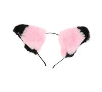 Parliky Soft Fluffy Pink and Ear Headband Handmade Lolita Animal Ears Hairband for Women Cosplay Costume Party Halloween Dress Up Accessories