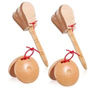 Parliky Spanish Castanets Pleasant Sound 4Pcs Hand Percussion Instrument Wooden and with Comfortable Grip for Musical Events and Instructional Scenarios