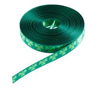 Parliky St Patrick's Day Green Butterfly Bow Ribbon, 1cm Wide Four-Leaf Leaf Printed Craft Ribbon Roll, 10 Yards Festival Wrapping Strap for Packing and DIY Decorations