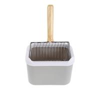 Parliky Stainless Steel Cat Litter Scoop Large Wide Hole Fine Mesh Wood Handle and Gray Storage Base Ergonomic Metal Scooper for Cat and Kitten Litter Boxes