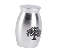 Parliky Stainless Steel Pet Urn for Ashes Durable Cinerary Casket with Elegant Tree Design Memorial Container for Cats and Dogs Silver Color Practical Pet Ash Can for Home Use
