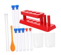 Parliky Test Tube with Rack Plastic Measuring Cup Sampling Spoon and Stirring Rod Stem Science Experiment Kit for Educational Group Activities Enhancing Creativity and Critical Thinking