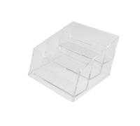 Parliky Transparent Acrylic Business Card Holder with Three Compartments Desktop Organizer for Office Meetings Exhibitions and Events Space-saving Storage Case for Easy Access and Neat