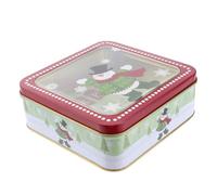 Parliky Transparent Film Iron Box Chocolate Christmas Tin Christmas Storage Tins Packing Baking Wrap Square Red