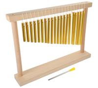 Parliky Twenty-Tone Teaching Wind Chimes Set with Solid Copper Tubes and Basswood Base, Crisp and Sweet Sound Percussion Instrument for Early Education and Tabletop Use, Golden Finish