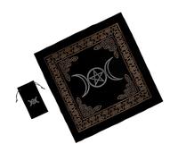 Parliky Velour Tarot Tablecloth with Pentagram Triple Moon Design Washable Divination Altar Cloth and Tarot Cards Pouch for Spiritual Readings and Party Use