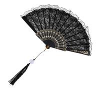 Parliky Vintage Style Lace Folding Hand Fan with Tassel Lightweight and Lace Material Elegant Chinese Retro Design for Women Portable Handheld Cooling Accessory for Dance Festival Party