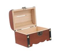 Parliky Vintage Wooden Money Pot Simple Piggy Bank for Adults Retro Style Coin Storage Box Compact Practical Desktop Decor
