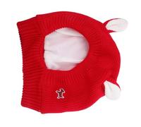 Parliky Warm Plushed Lining Dog Hood with Bunny Ears Windproof Knit Hat for Large Dogs Flexible Elastic Beanie for Winter Protection and Outdoor Activities Cute Costume Headwear for Golden