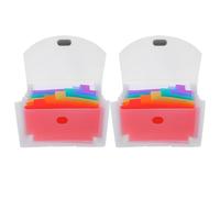 Parliky Waterproof Document Wallet 2pcs with 7-Pocket Expandable Accordion File Folder, A6 Mini Receipt Organizer for Cards, Tickets, and Bills, White Exterior with Inner Pages for Office