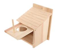 Parliky Wooden Bird House Nesting Box for Garden Durable Pet Art Adornment Charming Natural Design for Birds Birthday Original Color