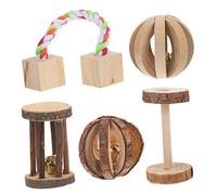 Parliky Wooden Chew Toys Suitable for Hamster Cage Decor 5pcs Aid Digestion and Clean Teeth for Small Pets Guinea Pigs and Gerbils When They Are Alone