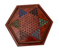 Parliky Wooden Chinese Checkers Board Game for Educational Family Travel Smooth Surface Safe Hand-eye Coordination Party Entertainment