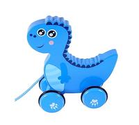 Parliky Wooden Dinosaur Pull Along for Safe Educational Walking Trainer Cartoon Animal Drag Car for Boy Girl Preschool Activity Boys