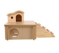Parliky Wooden Hamster Hideout House Small Pets Hideout Bite Resistant Nest with Climbing Ladder for Sleeping and Playing Safe Comfortable Resting Space