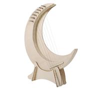Parliky Wooden Lyre Harp Moon Shaped Handheld Instrument for Beginner Musical Learning Small Portable Wood Harp for Boys and Girls