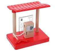 Parliky Wooden Railway Gas Station for Simulation Train Accessory Sturdy and Realistic Educational Plaything and Wear-resistant Model for S Railway