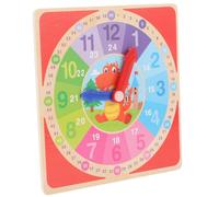 Parliky Wooden Teaching Clock with Bright Colors Sturdy Model for Learning and Hand-eye Coordination Educational Tool