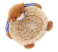 Parliky Woven Bear Desktop Storage Basket Large Size Natural Grass Fiber Candy Holder Organizer for Keys Remote Controls and Small Items Home Sundries Container