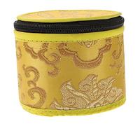 Parliky Yellow Cotton Singing Bowl Case with Zipper Closure and Handmade Embroidery, Protecting The Bowl Perfectly for Meditation and Sound Healing Storage Bag Random Color