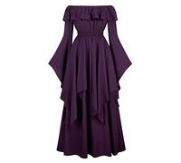 Parlsdy Renaissance Dress Women Costume Pirate Peasant Dress Medieval Costume Women Renaissance Costume for Women Dresses, Purple, XXL