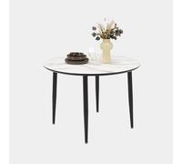 Vonhaus Dining Table - 4 Seater Kitchen Table for Dining Room - Round Marble Effect Dinner Table for 4 People - Circular Modern Dining Table