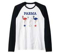 Parma Ohio Flamingo Red-White-Blue Patriotic Clothing Raglan Baseball Tee