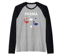 Parma Ohio Flamingo Red-White-Blue Patriotic Clothing Raglan Baseball Tee
