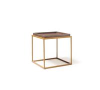 Parma square side table with a matt gold steel frame and Venus top
