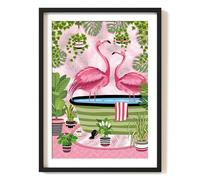 Parmaro Flamingo Bathroom Print, A4 UNFRAMED Print, Animal Bath Print, Botanical Pink Tropical Bathroom Decor