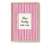 Parmaro How Lucky Are We Wall Art Print, Pink Striped, Minimalist, Matte Finish, Unframed, A4/A3 (A4, Unframed)