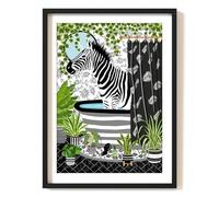 Parmaro Zebra Bathroom Art, A4 UNFRAMED Print, Black & White, Animal Toilet Decor