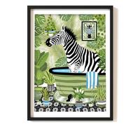 Parmaro Zebra Bathroom Print, A4 UNFRAMED, Animal Bathroom Decor