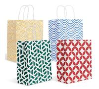 Parmedu Assorted Color Paper Bag Set: 24pcs Gift Bags with Handles in Optimal Size 10.2 * 8.5 * 3.9 Inches, Thickened Take-out Bags for Christmas, Festivals, Birthdays, Parties, Weddings etc.