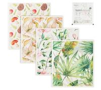 Parmedu Biodegradable Swedish Dishcloths 4-Pack with Disintegrable Package: Reusable, Absorbent and Quick-Drying Kitchen Towels, Environmentally Friendly Dish Towels Cleaning Wipes - Plant Pattern
