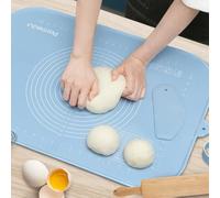 Parmedu Large Silicone Baking Mat: 65x45cm Pastry Mat Non-stick Thick Dough Kneading Mat with Pastry Scraper & Storage Belt & Anti-spill Edge - Heatresistant Magnetic Countertop Mat Silicone Bread Mat