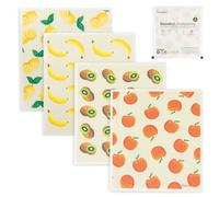 Parmedu Swedish Dishcloths 4-Pack, Reusable, Absorbent and Quick-Drying Kitchen Towels, Environmentally Friendly Dish Towels Biodegradable Cleaning Wipes, Fruit Pattern, TD003