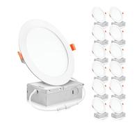PARMIDA (12 Pack) 6 Inch Ultra-Thin LED Recessed Ceiling Light with Junction Box, 12W, Dimmable Canless Wafer Slim Panel Downlight, IC Rated, ETL-Listed - 5000K