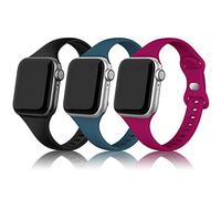 PARMPH 3 Packs Silicone Strap Compatible with Apple Watch 38mm 40mm 41mm 42mm(Series 10), Narrow Sport Soft Silicone Slim Thin Replacement Wristband for iWatch Series 10 9 8 7 6 5 4 3 2 1 SE Women Men