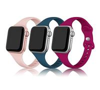 PARMPH 3 Packs Silicone Strap Compatible with Apple Watch 38mm 40mm 41mm 42mm(Series 10), Narrow Sport Soft Silicone Slim Thin Replacement Wristband for iWatch Series 10 9 8 7 6 5 4 3 2 1 SE Women Men