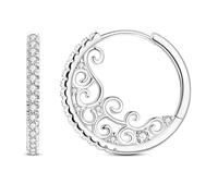 Parmuz 925 Sterling Silver Earrings Large Big Hoop Earrings Star Moon Butterfly Twisted Cubic Zirconia Thin Round Hoops for Women