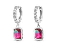 Parmuz 925 sterling silver hoop earring for Woman Dangle Drop Boho vintage Feather Dangling Earring set purple Dream Catcher Simple Small Huggie earring Jewelry Gift