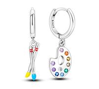 Parmuz 925 sterling silver hoop earring for Woman Dangle Drop Boho vintage Feather Dangling Earring set purple Dream Catcher Simple Small Huggie earring Jewelry Gift