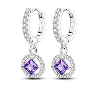 Parmuz 925 sterling silver hoop earring for Woman Dangle Drop Boho vintage Feather Dangling Earring set purple Dream Catcher Simple Small Huggie earring Jewelry Gift