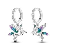 Parmuz 925 sterling silver hoop earring for Woman Dangle Drop Boho vintage Feather Dangling Earring set purple Dream Catcher Simple Small Huggie earring Jewelry Gift